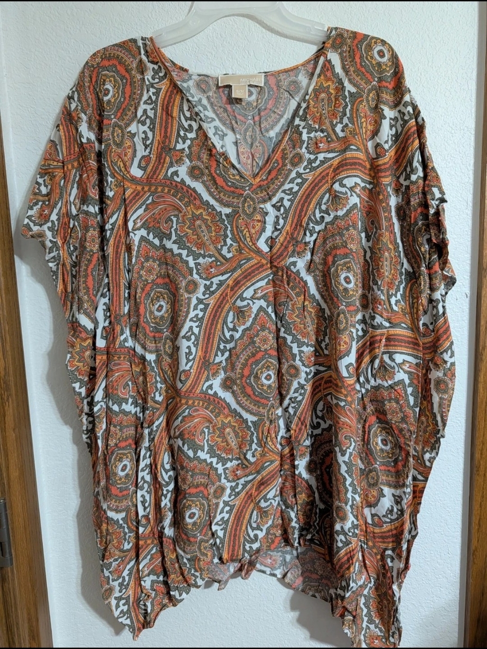 MICHAEL Michael Kors Orange Multi Paisley V-Neck Tunic size s/M